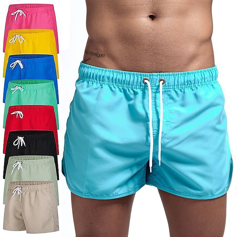 Men's Sport Runing Outdoor Pockets Drawstring Breathable Solid Color Shorts 