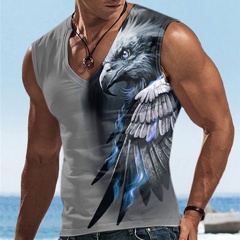 Men's Graphic Animal Eagle V Neck 3D Print  Muscle Vest