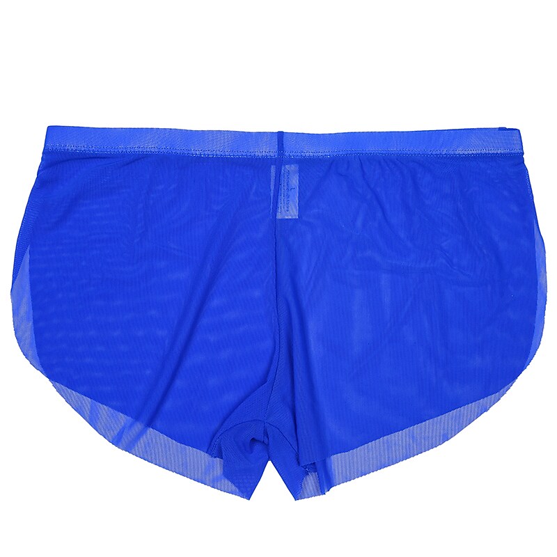 Men's Mesh Sexy Pure Color Stretchy Low   Boxers Underwear 