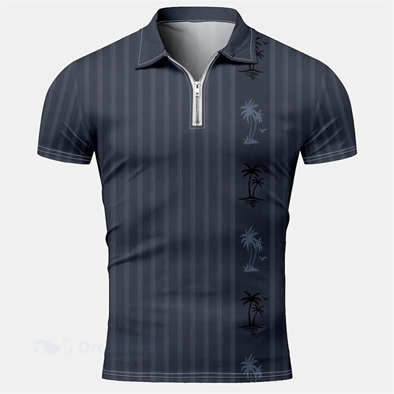 Men's Turndown Zipper Short Sleeves Polo