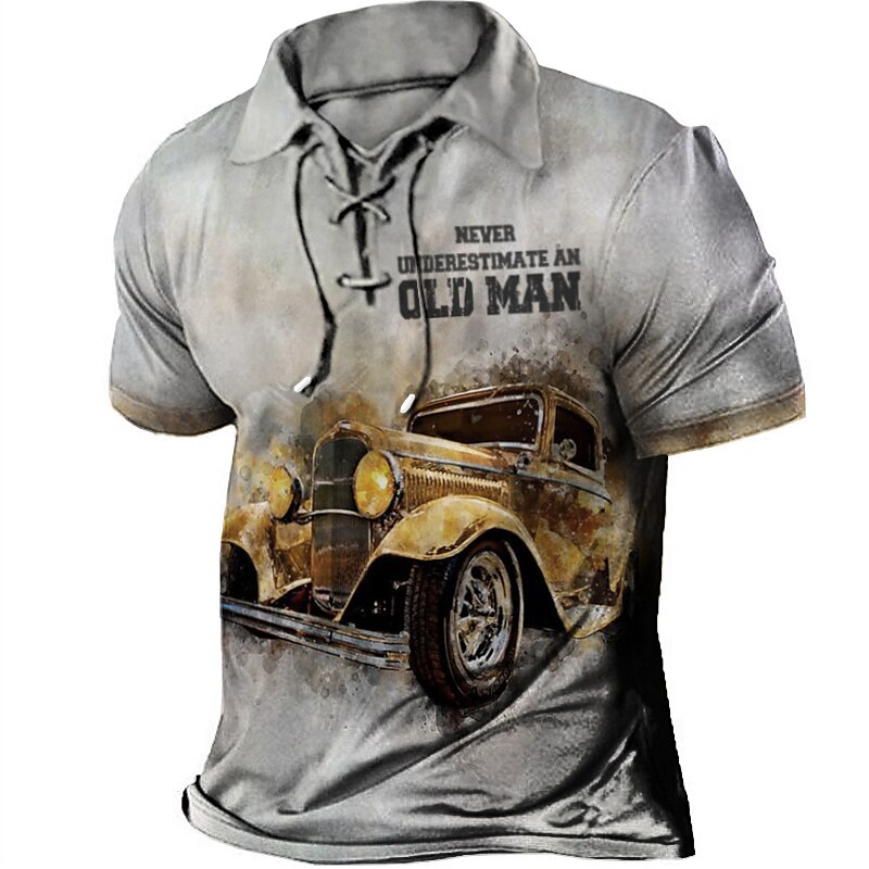 Men's Outdoor Golf Street Fashion Vintage Comfortable Breathable Soft Prints Short Sleeve Polo Shirt
