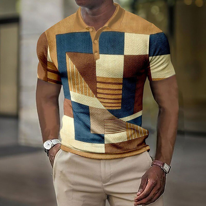 Men's Outdoor Golf Street Fashion Comfortable Breathable Lapel Soft Prints Short Sleeve Polo Shirt