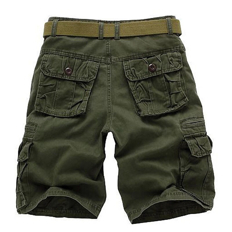 Men's  Multi Pocket Straight Leg Solid Colored Comfort Wearable Knee Length Outdoor Cargo Shorts