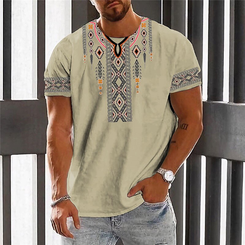 Men's Vintage Fashion Designer Outdoor Comfortable Soft 3D Print Short Sleeves T shirt