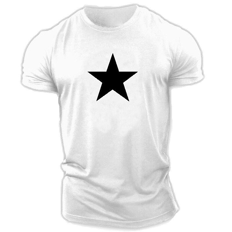 Men's Graphic Patterned Star Crew Neck Casual  Short Sleeve T-shirt  