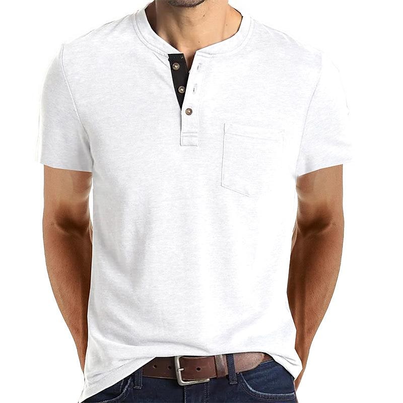 2022 Men's  Short Sleeved Henley T-Shirt