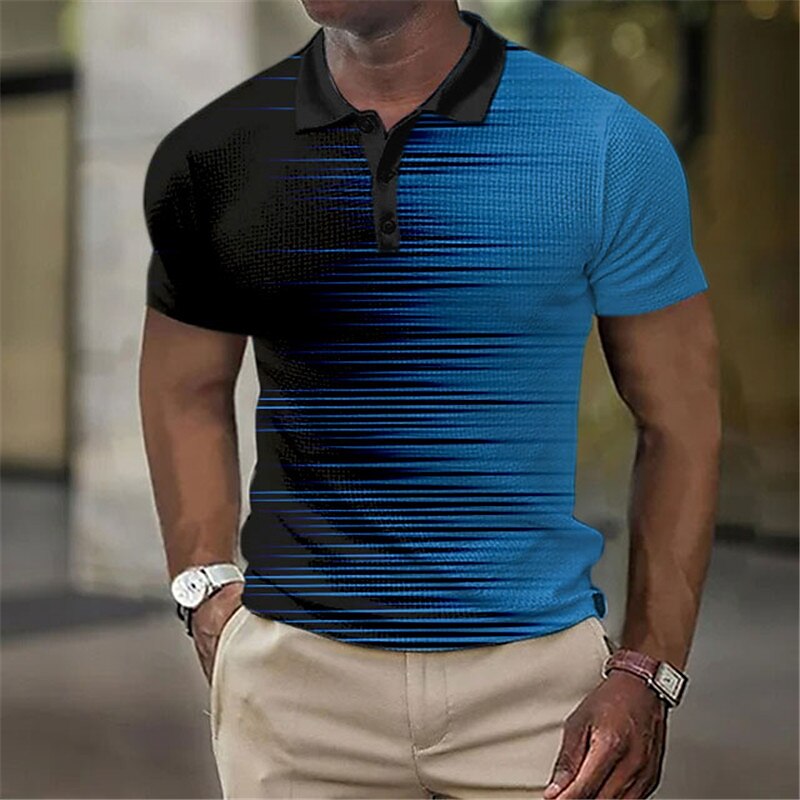 Men's Waffle Outdoor Golf Street Fashion Comfortable Breathable Light Lapel Short Sleeve Polo Shirt