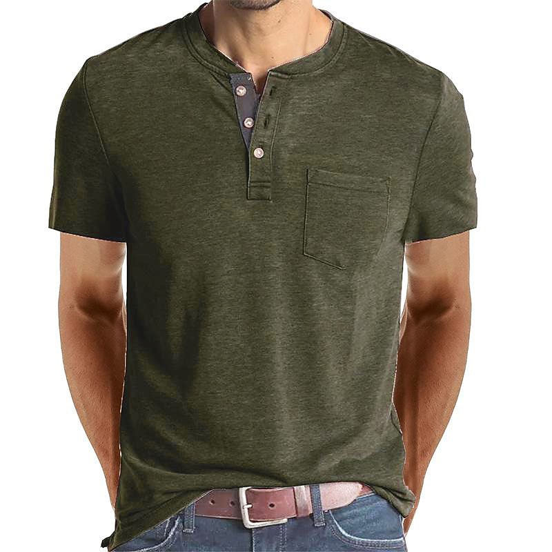 2022 Men's  Short Sleeved Henley T-Shirt