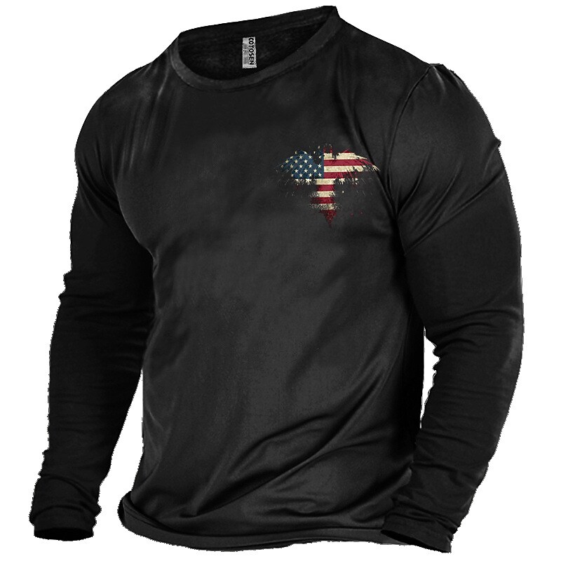 Men's T shirt Tee Graphic Round Neck Black White Blue Green Gray Casual Vacation Long Sleeve Print Clothing Apparel Cotton Cool Casual