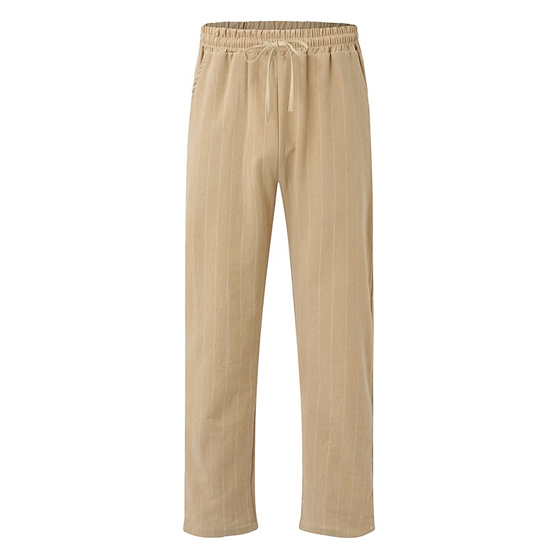 Men's Pocket Stripe Comfort Breathable Linen Pants