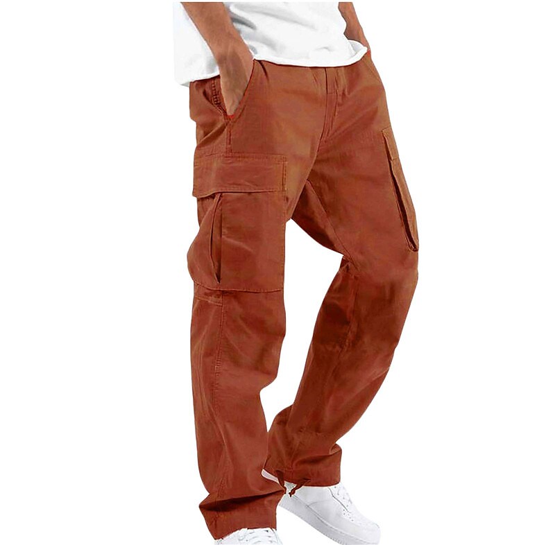 Men's Cargo Pants Fleece Pants Winter Pants Trousers Drawstring Elastic Waist Leg Drawstring Solid Color Comfort Warm Daily Holiday Going out Cotton Blend Sports Fashion Green Purple Micro-elastic