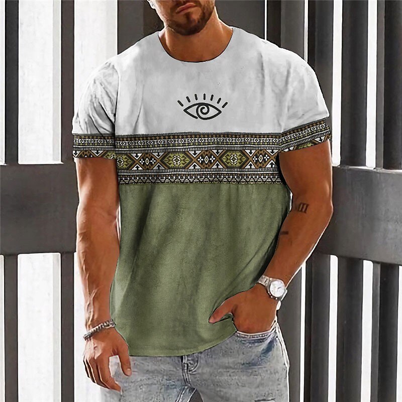 Men's Vintage Fashion Designer Outdoor Comfortable Soft 3D Print Short Sleeves T shirt