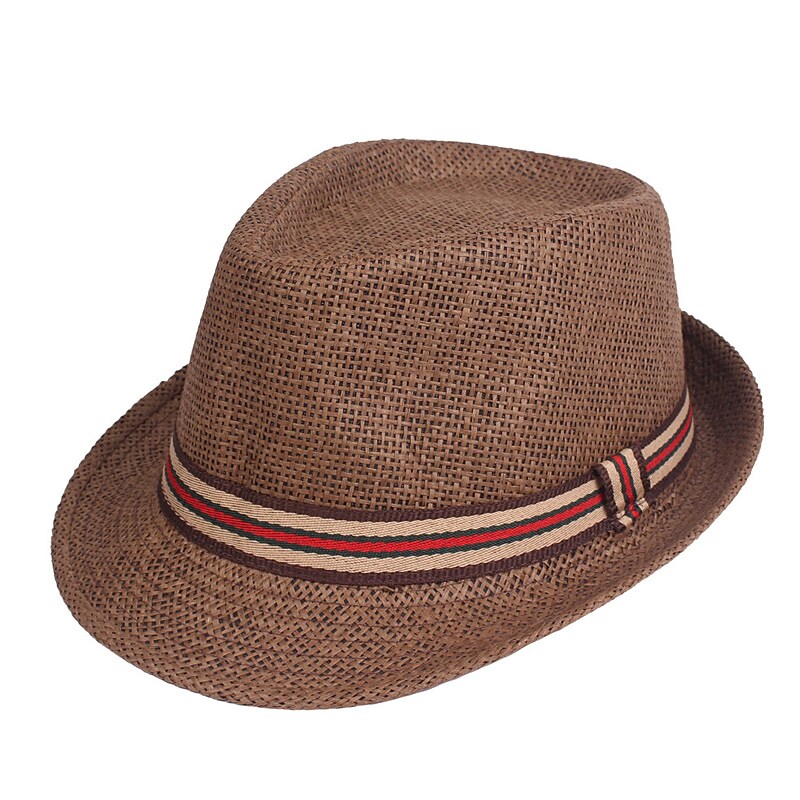 Men's Straw Hat Sun Hat Fedora Trilby Hat Black Brown Polyester Braided Streetwear Stylish 1920s Fashion Daily Outdoor clothing Holiday Plain Sunscreen Breathability