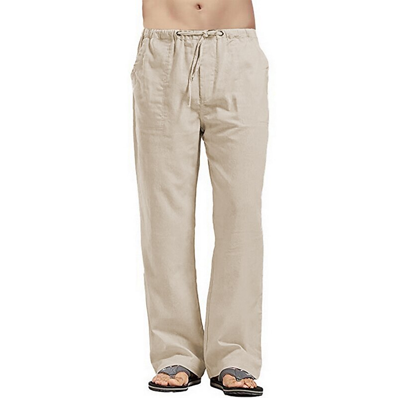 Men's cotton and linen light and comfortable trousers