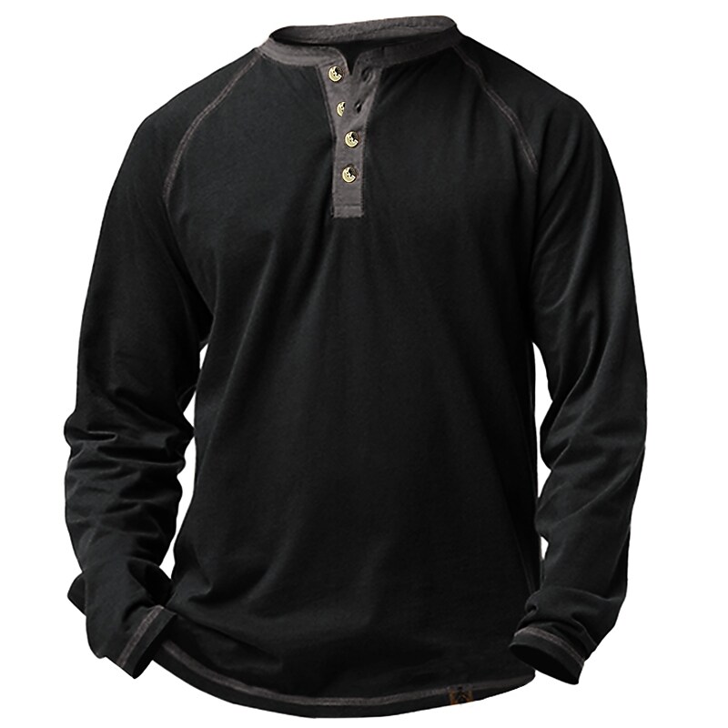 Men henry men's t-shirt long-sleeved european and american round neck 