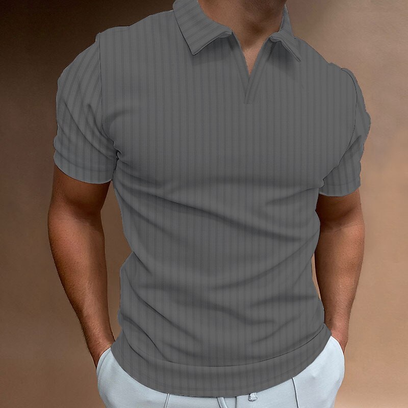 Men's Outdoor Golf Street Casual Breathable Comfortable Light Plain V Neck Short Sleeve Polo Shirt
