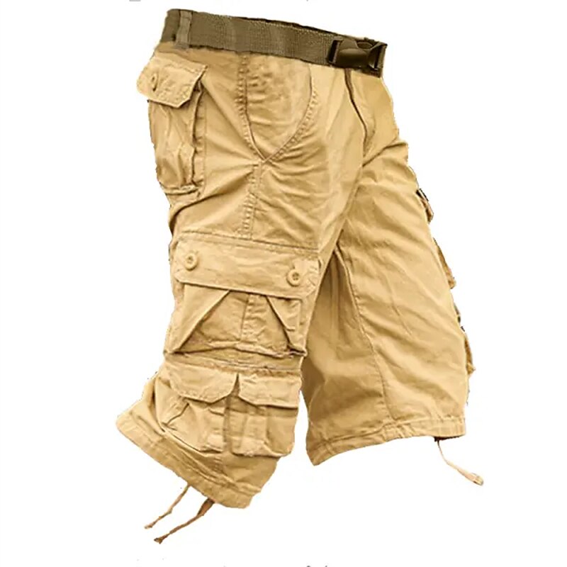 Men's 10 Pockets Plain Cargo Shorts