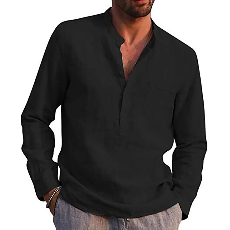 Men's cotton and linen light and comfortable shirt