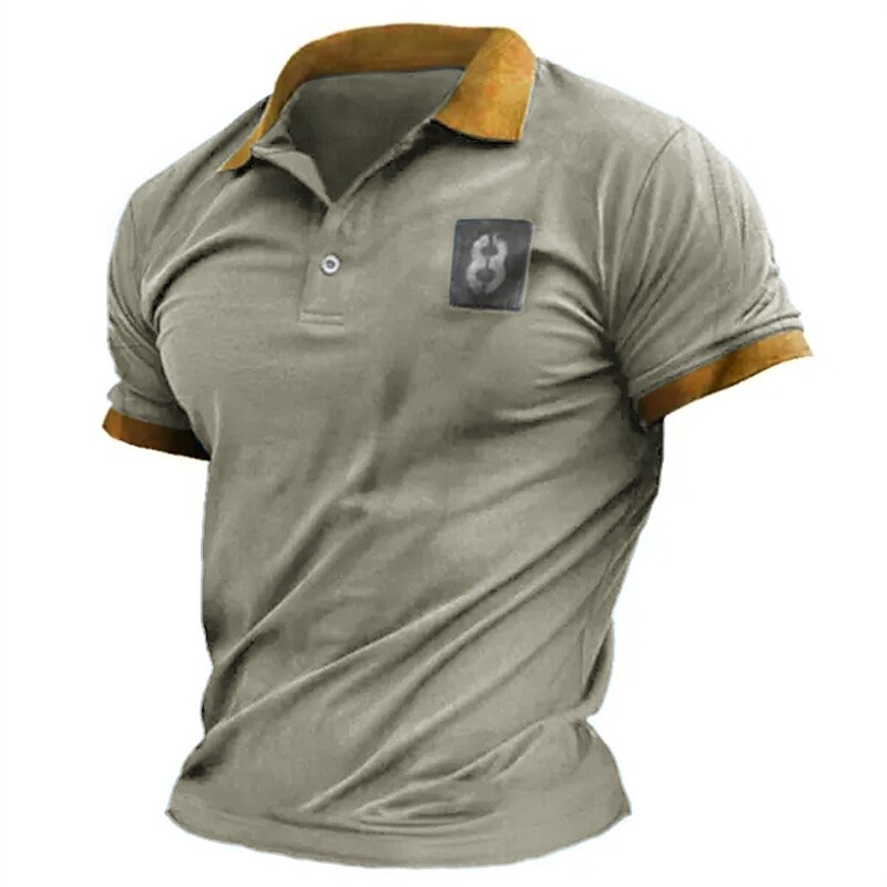 Men's Lapel Basic Plain Vintage Short Sleeve Polo Shirt 