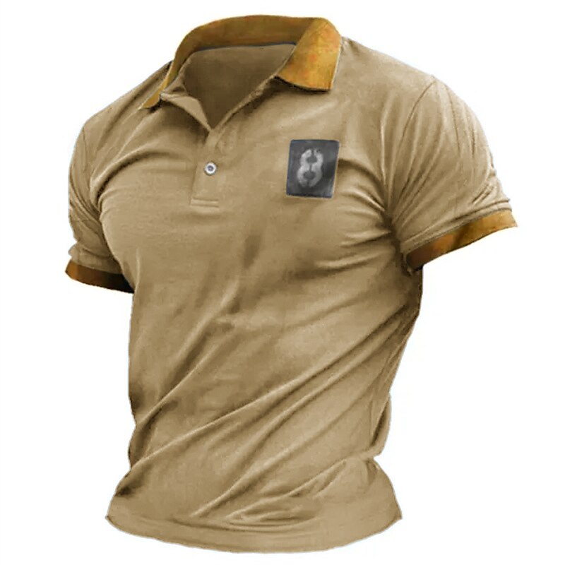 Men's Lapel Basic Plain Vintage Short Sleeve Polo Shirt 