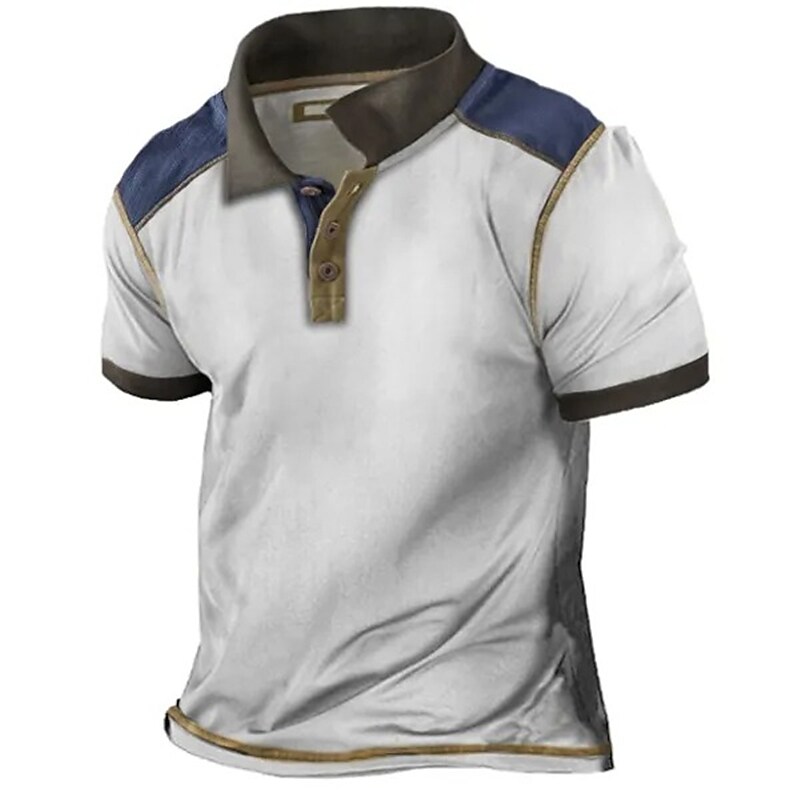 Men's Graphic Prints Vintage Turndown  Button-Down Short Sleeves Polo Shirt