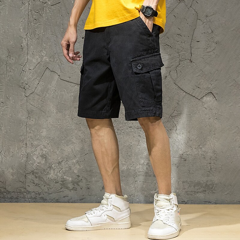 Men's Cargo  Flap Pocket Plain Comfort Breathable Outdoor Shorts 