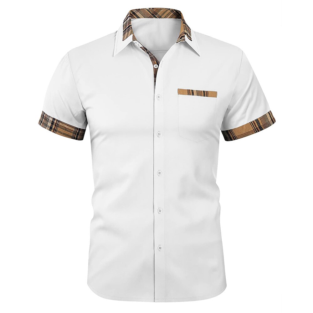 Men's Outdoor Street Casual Classic Fashion Breathable Comfortable Light Plaid Short Sleeve Shirt