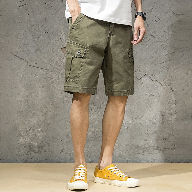 Men's Cargo  Flap Pocket Plain Comfort Breathable Outdoor Shorts 