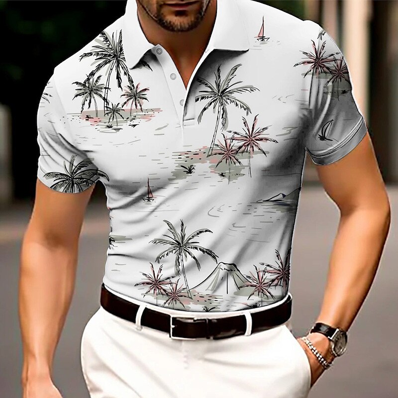 Men's Button Up Polos Lapel Polo Polo Shirt Golf Shirt