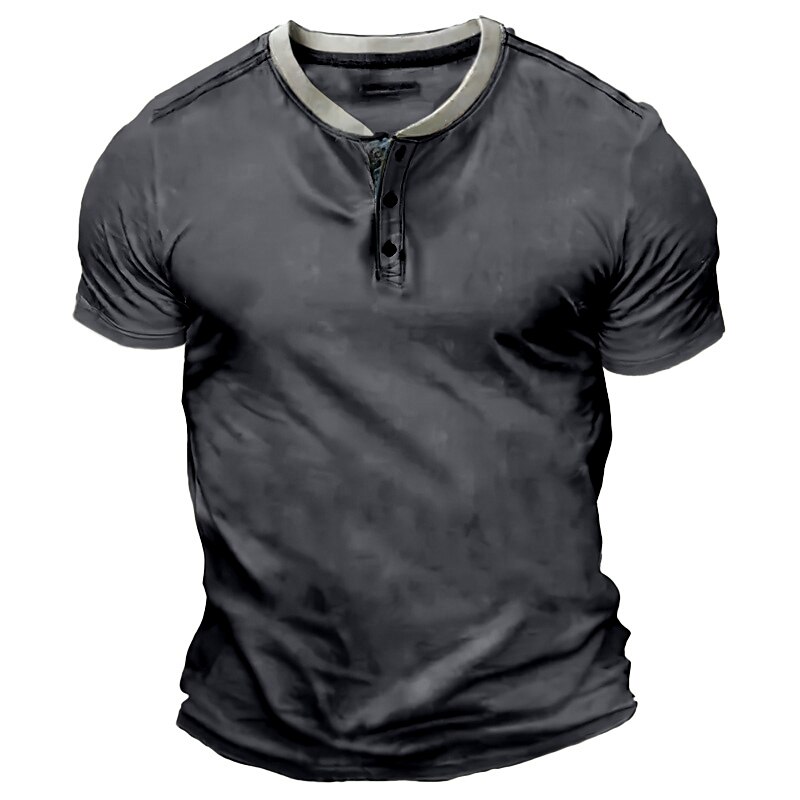 Men's Plain  Basic Short Sleeves Henley Shirt