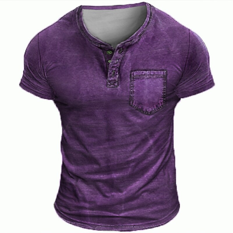 Men's Plain  Street Vacation  Short Sleeves Basic Henley Shirt 