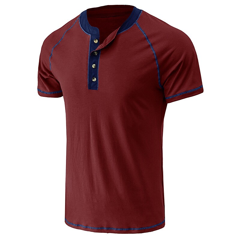 Men's Plain  Short Sleeves Henley Shirt