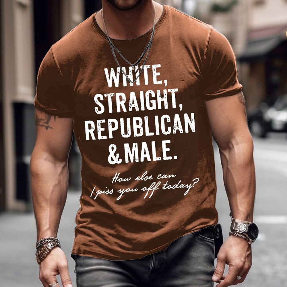 Men's T shirt Tee Graphic Letter Crew Neck Clothing Apparel 3D Print Outdoor Daily Short Sleeve Print Fashion Designer Vintage