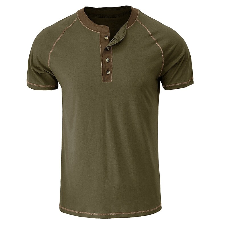 Men's Plain  Short Sleeves Henley Shirt