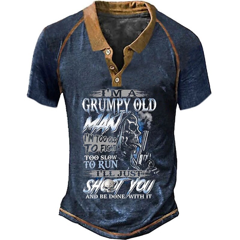 Men's Outdoor Golf Street Fashion Comfortable Breathable Light Prints Zipped Short Sleeve Polo Shirt