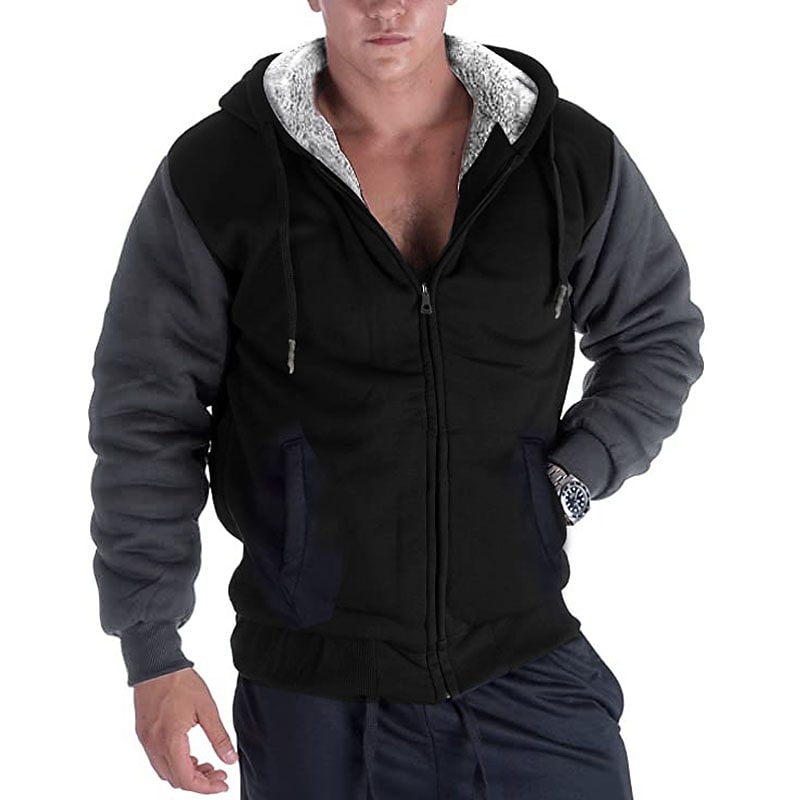 Men's sweater hooded autumn and winter men's baseball uniform men's Korean version sports fleece thickened men's jacket