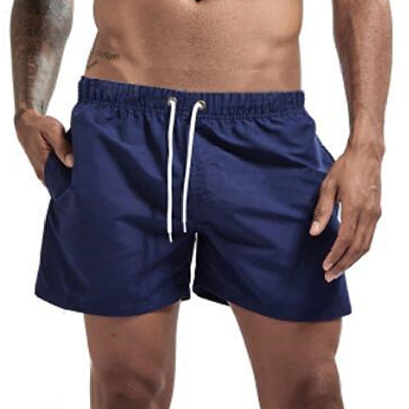 Men's Sport Runing Outdoor Pockets Drawstring Breathable Solid Color Shorts 