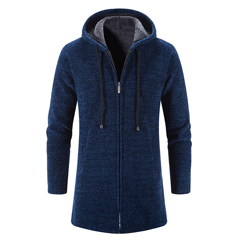 Men's Sweater Cardigan Sweater Sweater Hoodie Zip Sweater Sweater Jacket Ribbed Knit Tunic Knitted Solid Color Hooded 