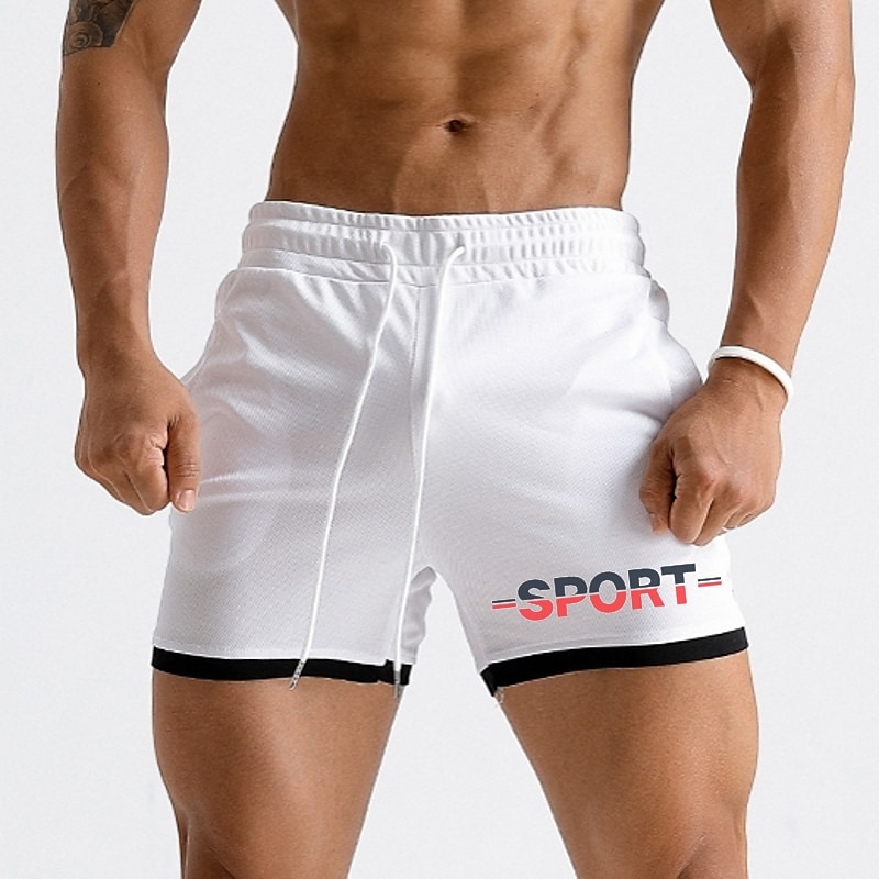 Men's Running  Gym Drawstring Side Pockets Shorts Athletic Breathable Soft Quick Dry  Shorts