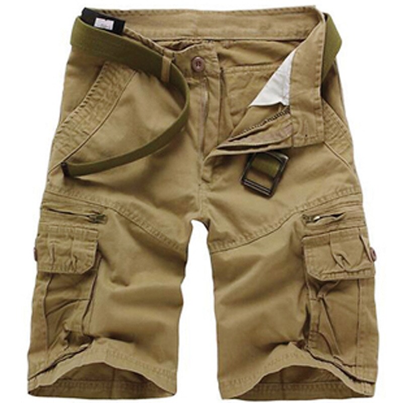 Men's  Multi Pocket Straight Leg Solid Colored Comfort Wearable Knee Length Outdoor Cargo Shorts
