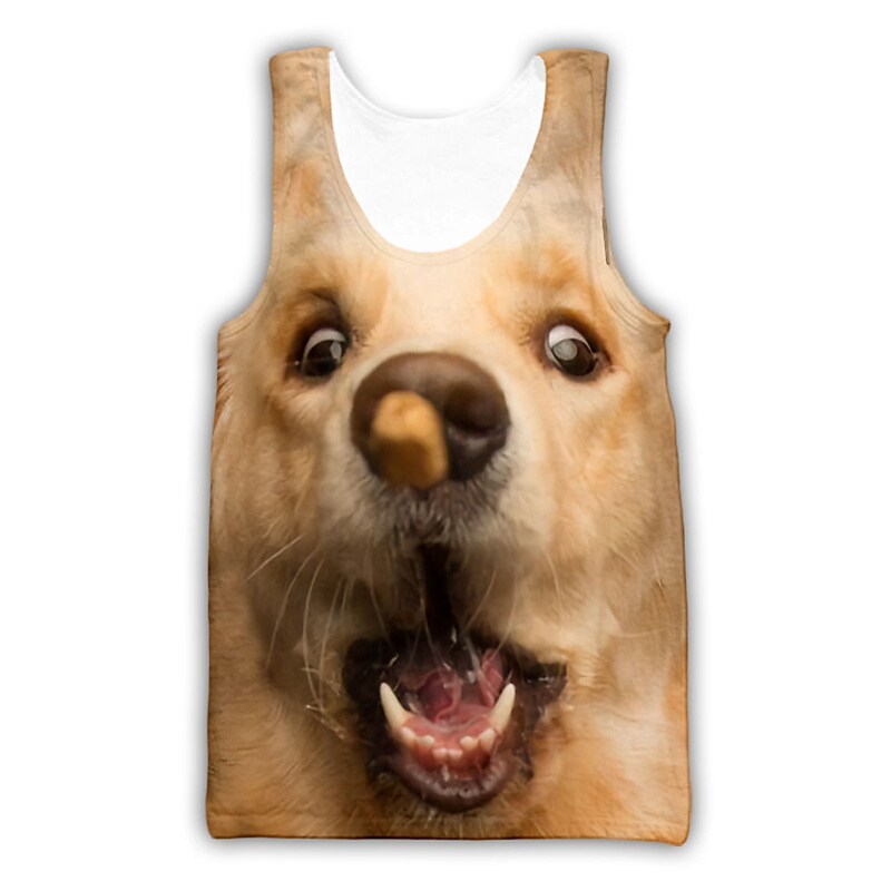 Men's Dog Crew Neck 3D Print Sleeveless Vest 
