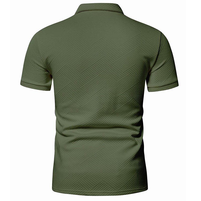 Men's Outdoor Golf Street Casual Breathable Comfortable Light Plain Zip Short Sleeve Polo Shirt