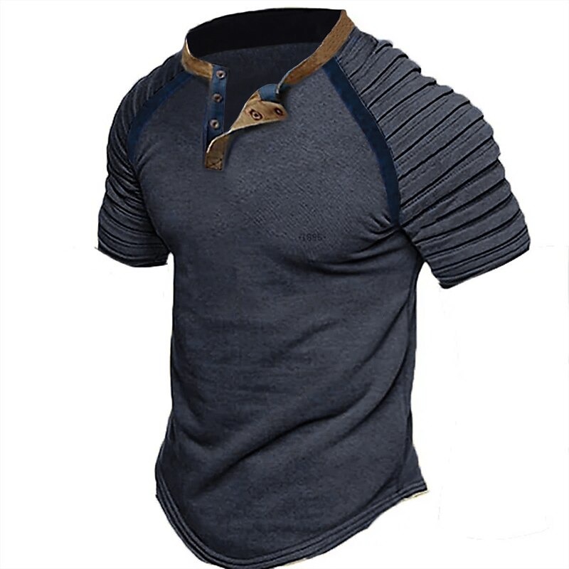 Men's Outdoor Vacation Street Casual Breathable Lightweight Short Sleeves Henley Shirt