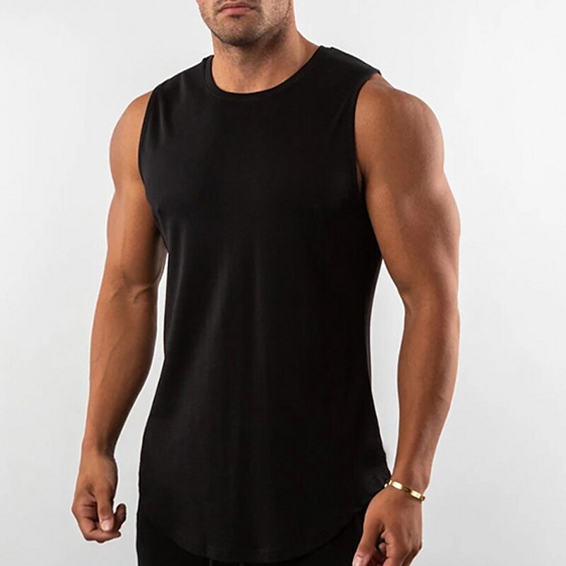 Men's Muscle  Plain Crew Neck Outdoor Classic Style Sleeveless   Vest