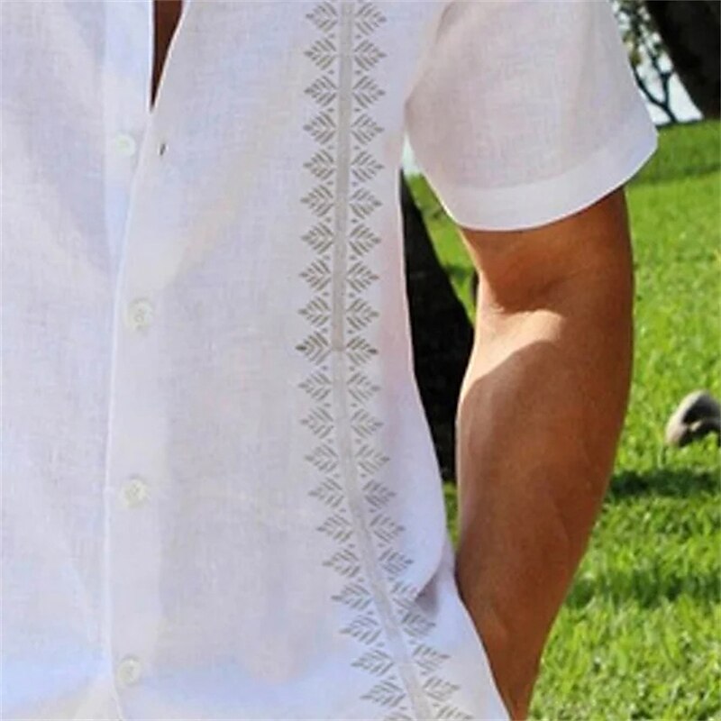 Men's Outdoor Beach Holiday Casual Fashion Breathable Comfortable Light Print Short Sleeve Shirt