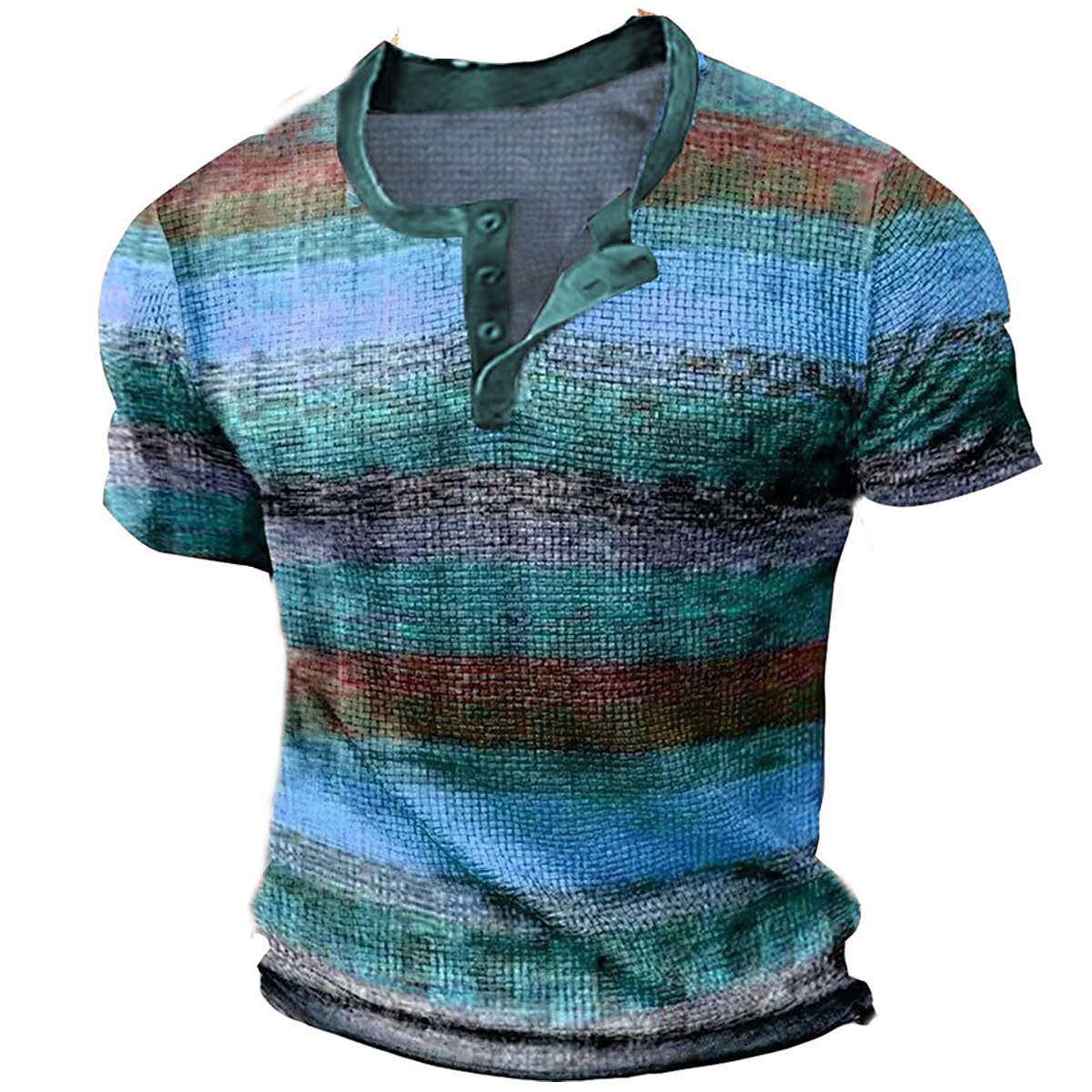 Tee Graphic Color Block Henley Clothing Apparel 3D Button Designer Basic