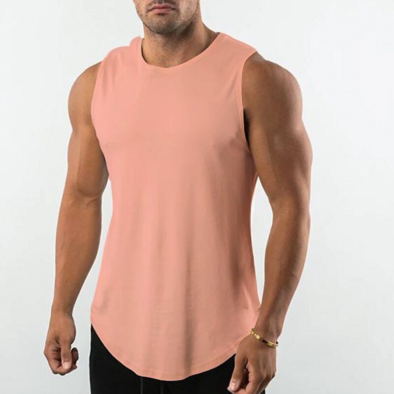 Men's Muscle  Plain Crew Neck Outdoor Classic Style Sleeveless   Vest