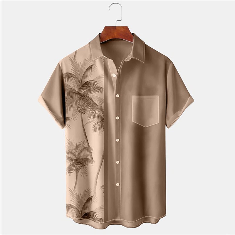 Men's Coconut Tree Graphic Prints Turndown Button-Down Short Sleeves  Hawaiian Shirt
