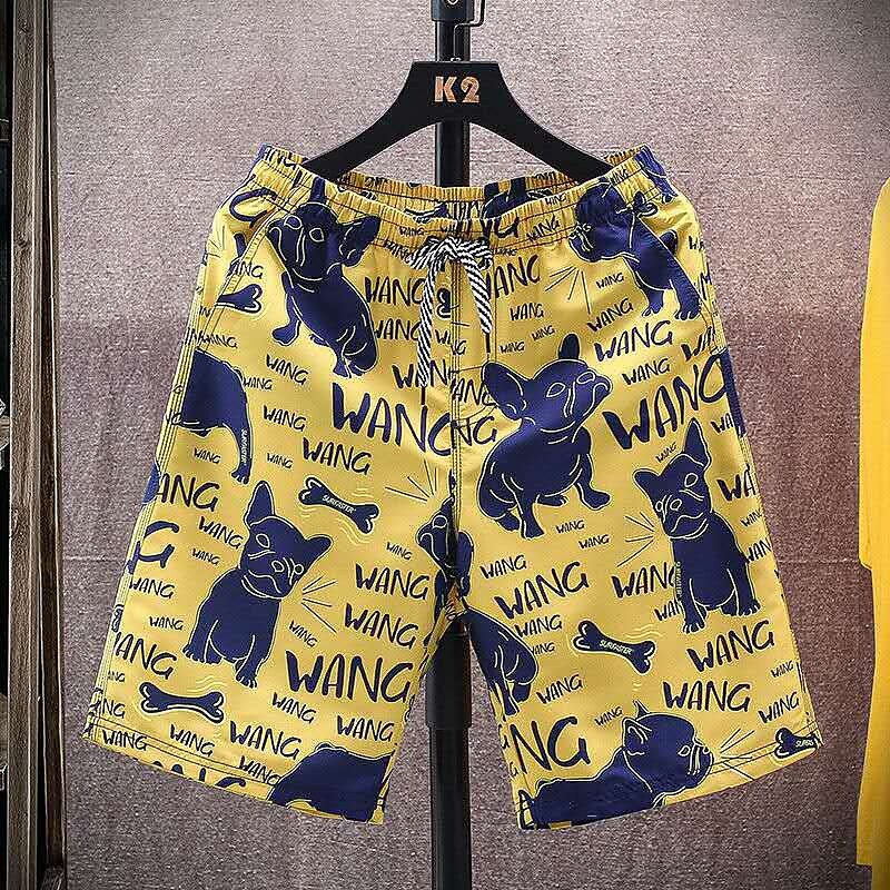 Men's Pocket Drawstring Straight Leg  Plaid Color Block Swim Shorts