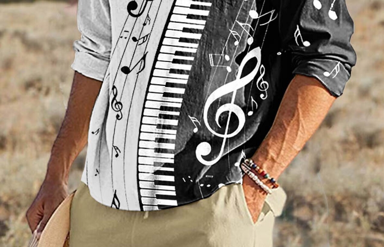 Men's Outdoor Casual Printed Graphic Polo Long Sleeve T-Shirt